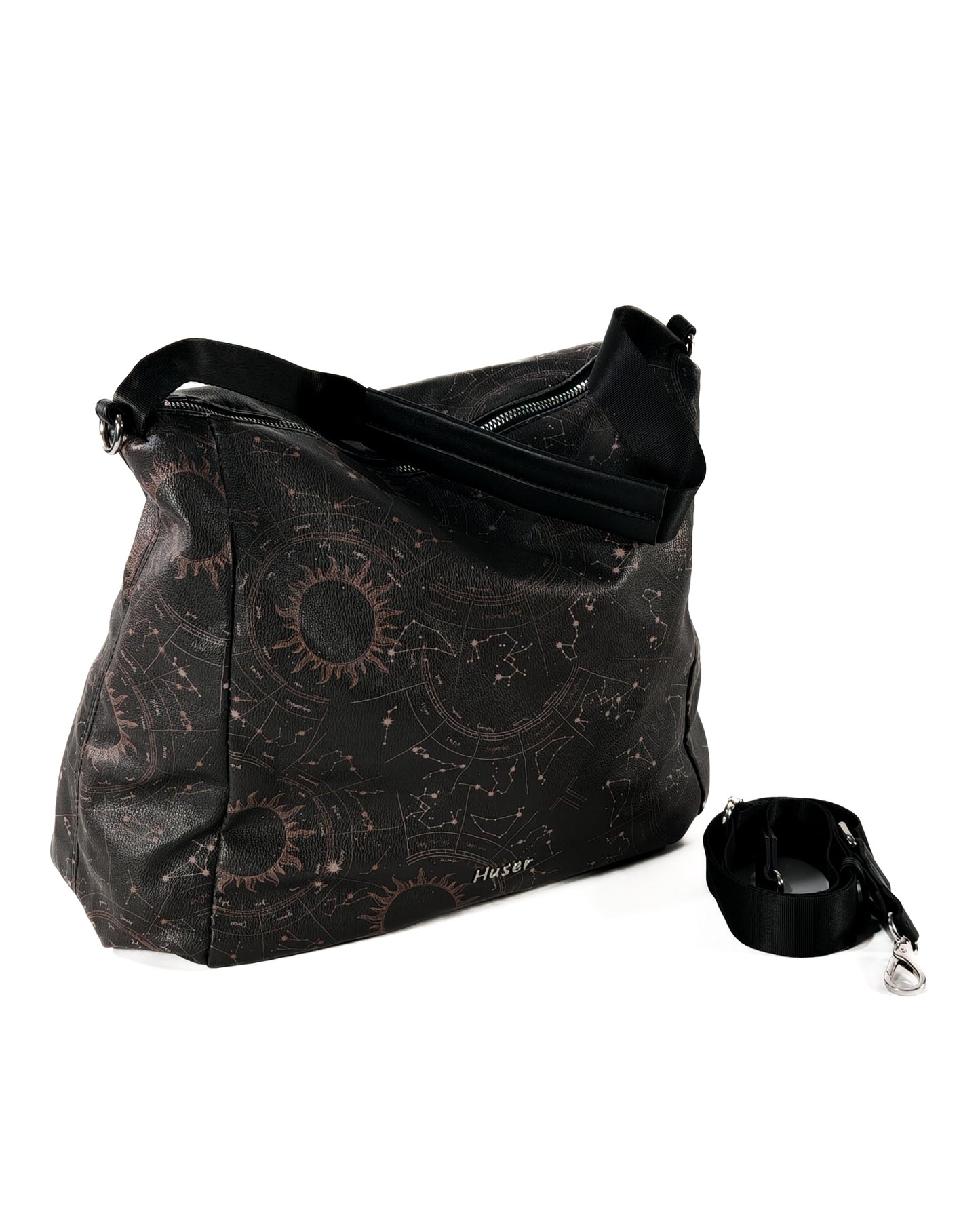 Bolso Huser Negro Estampado – Diseño Cósmico y Funcionalidad en un Solo Accesorio