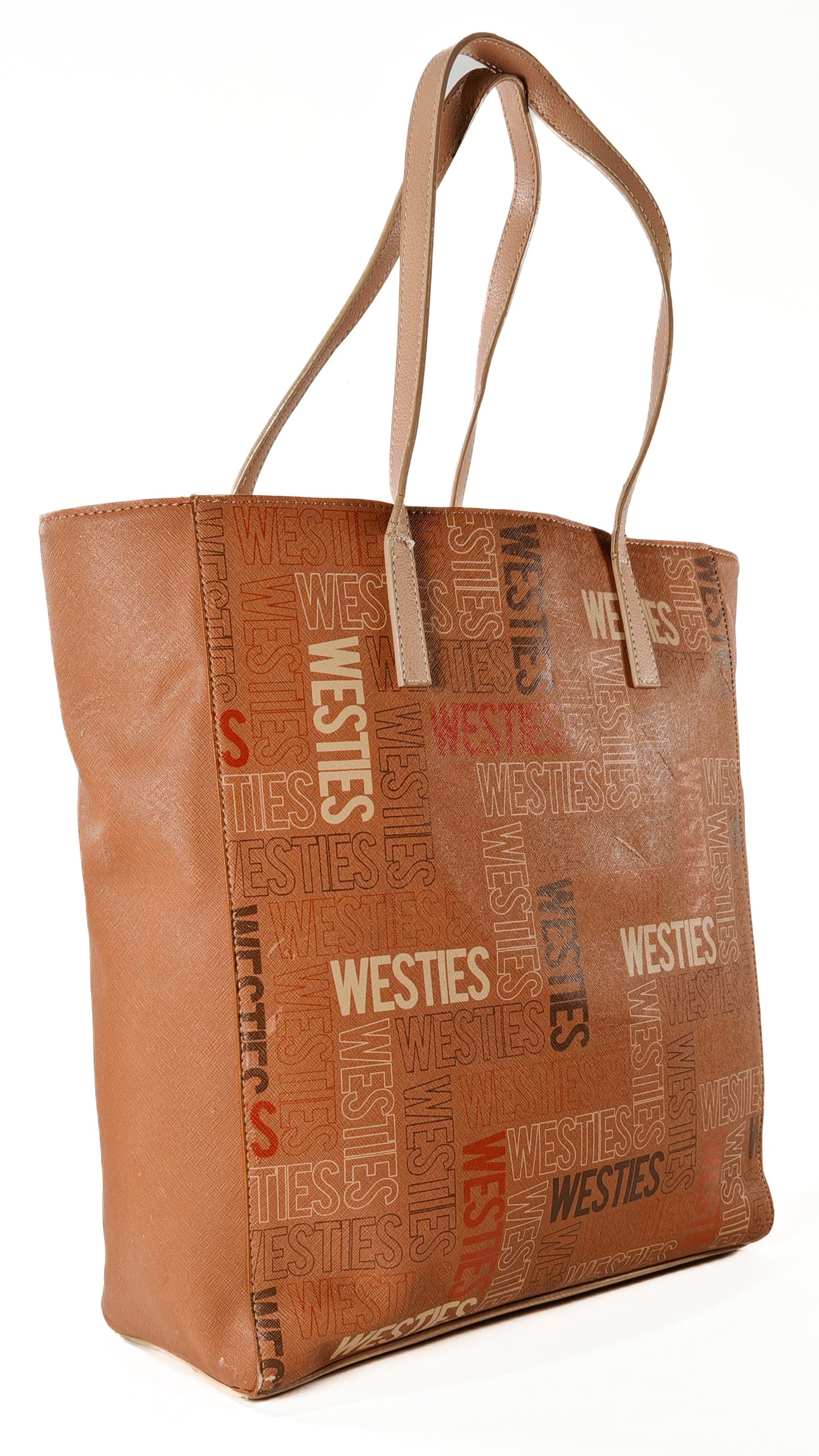 Bolso Tote Westies Café con Letras – Espacioso, Moderno y Versátil