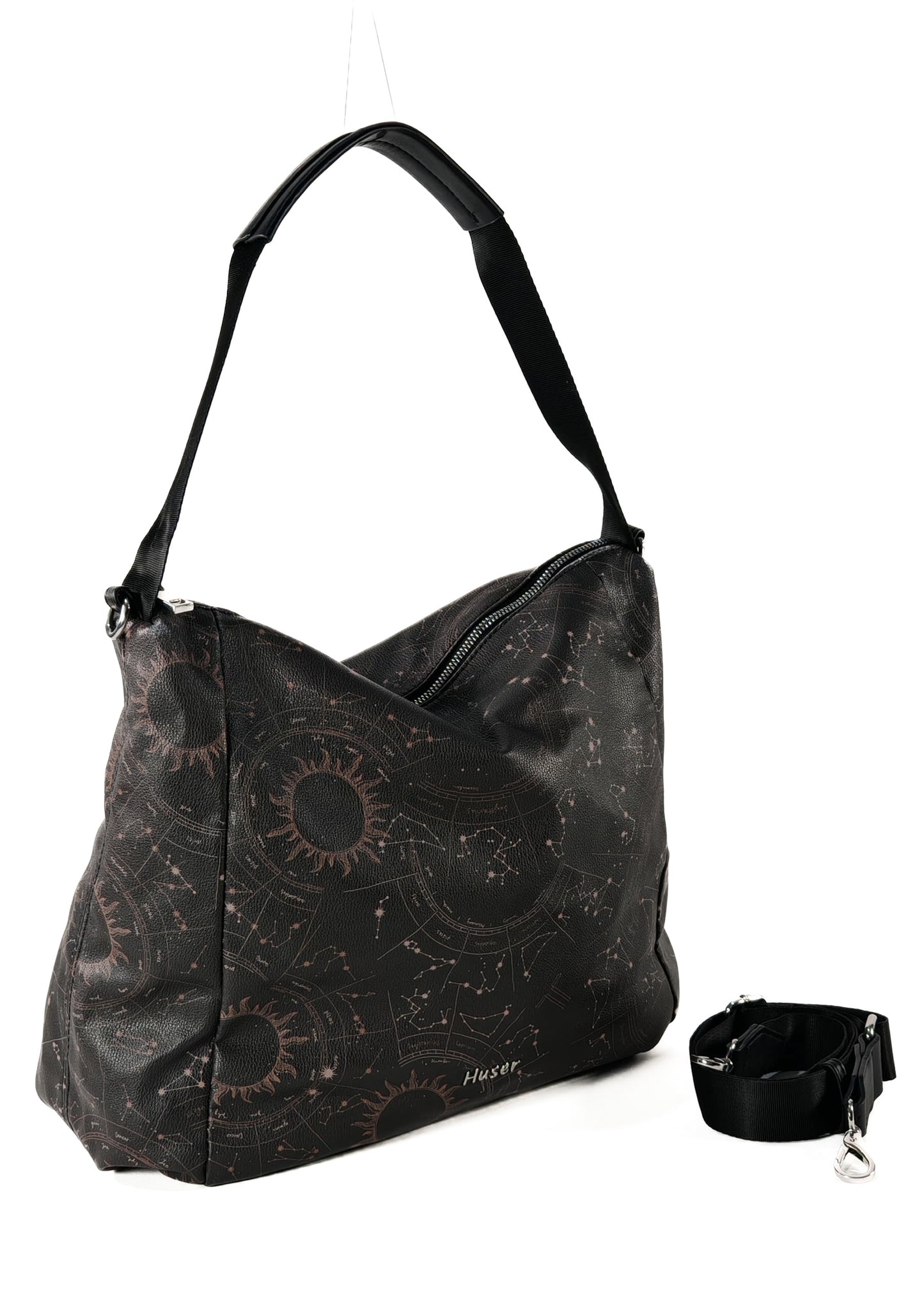 Bolso Huser Negro Estampado – Diseño Cósmico y Funcionalidad en un Solo Accesorio