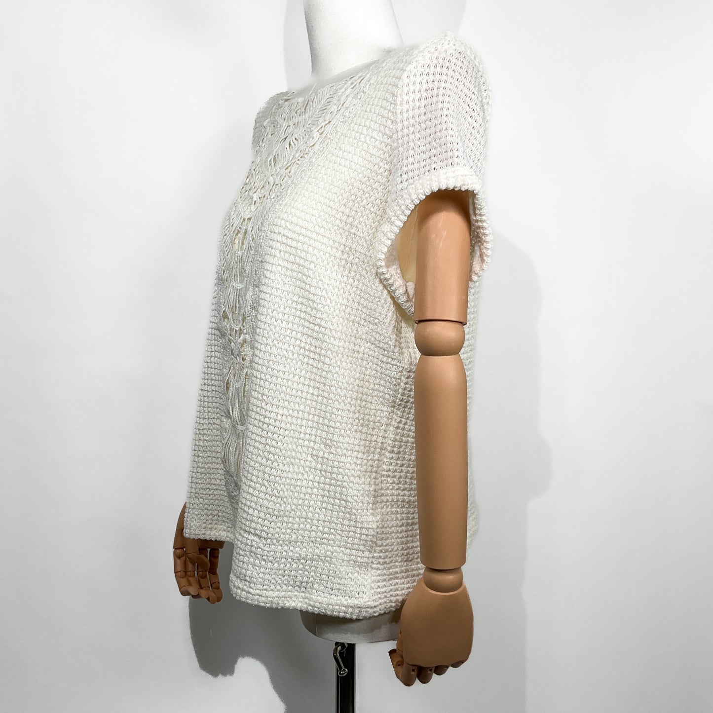 Blusa Blanca con Detalle de Encaje – Talla L