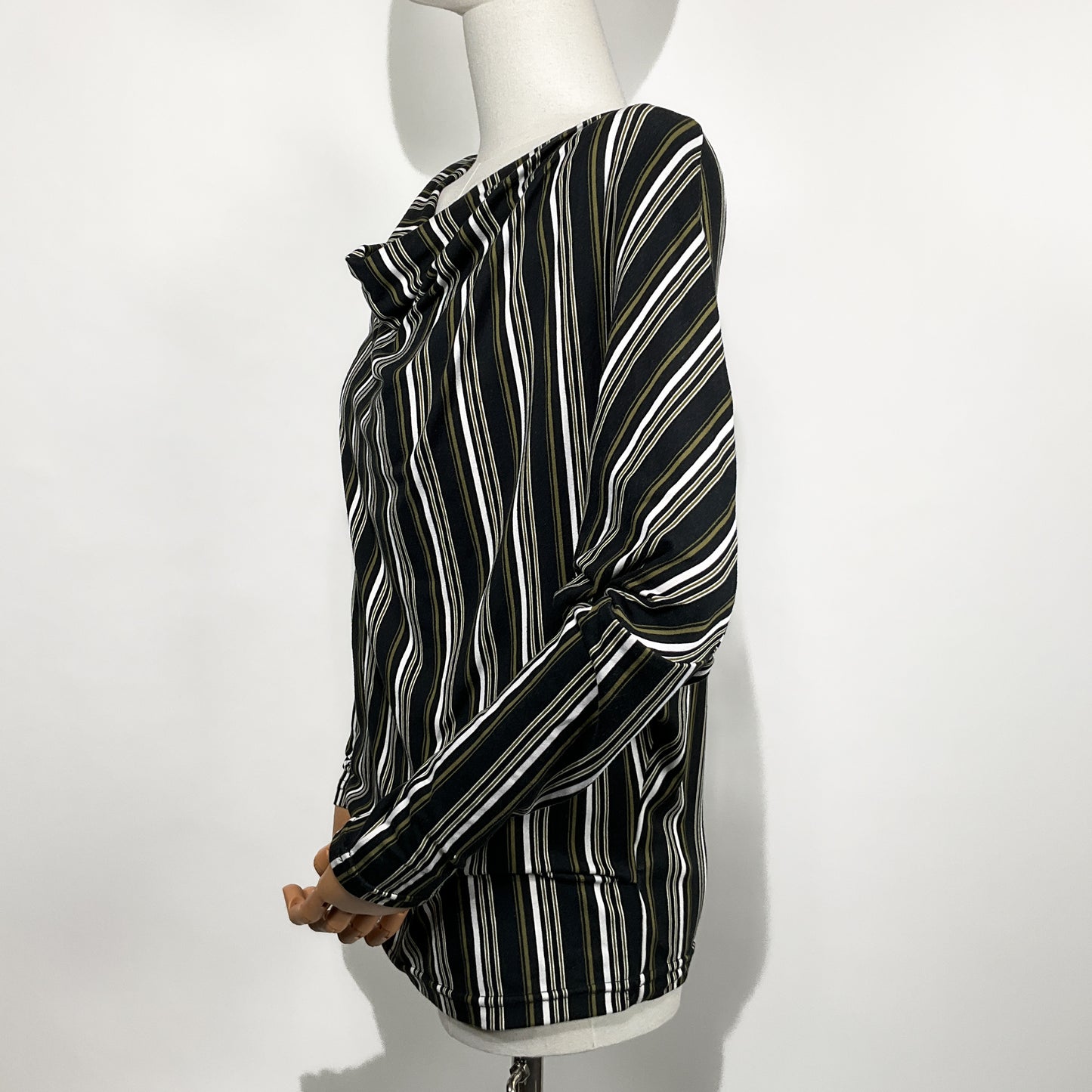 Blusa de Rayas Multicolor con Cuello Drapeado – Talla S