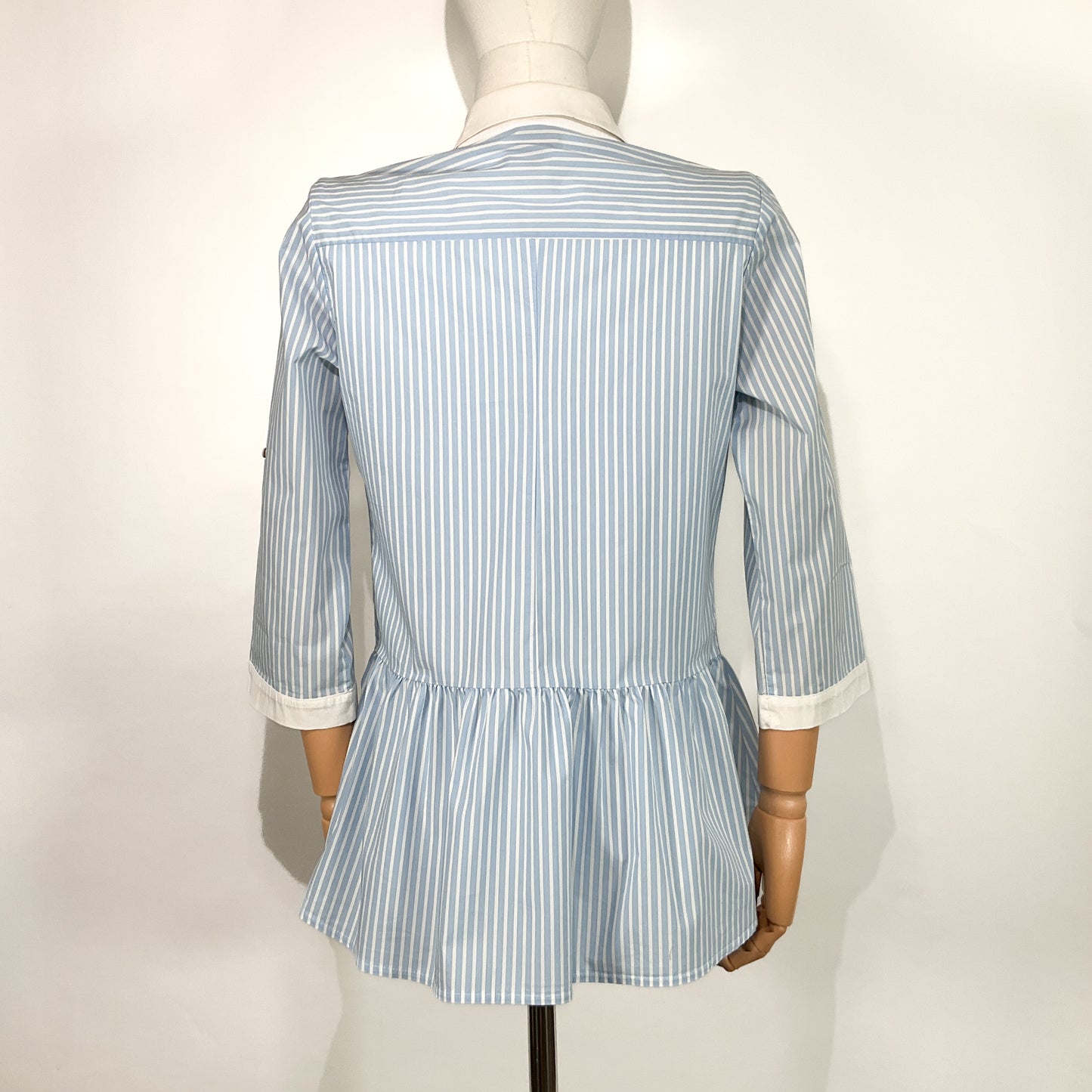 Camisa con Peplum Azul a Rayas – Metropolis Company, Talla 7