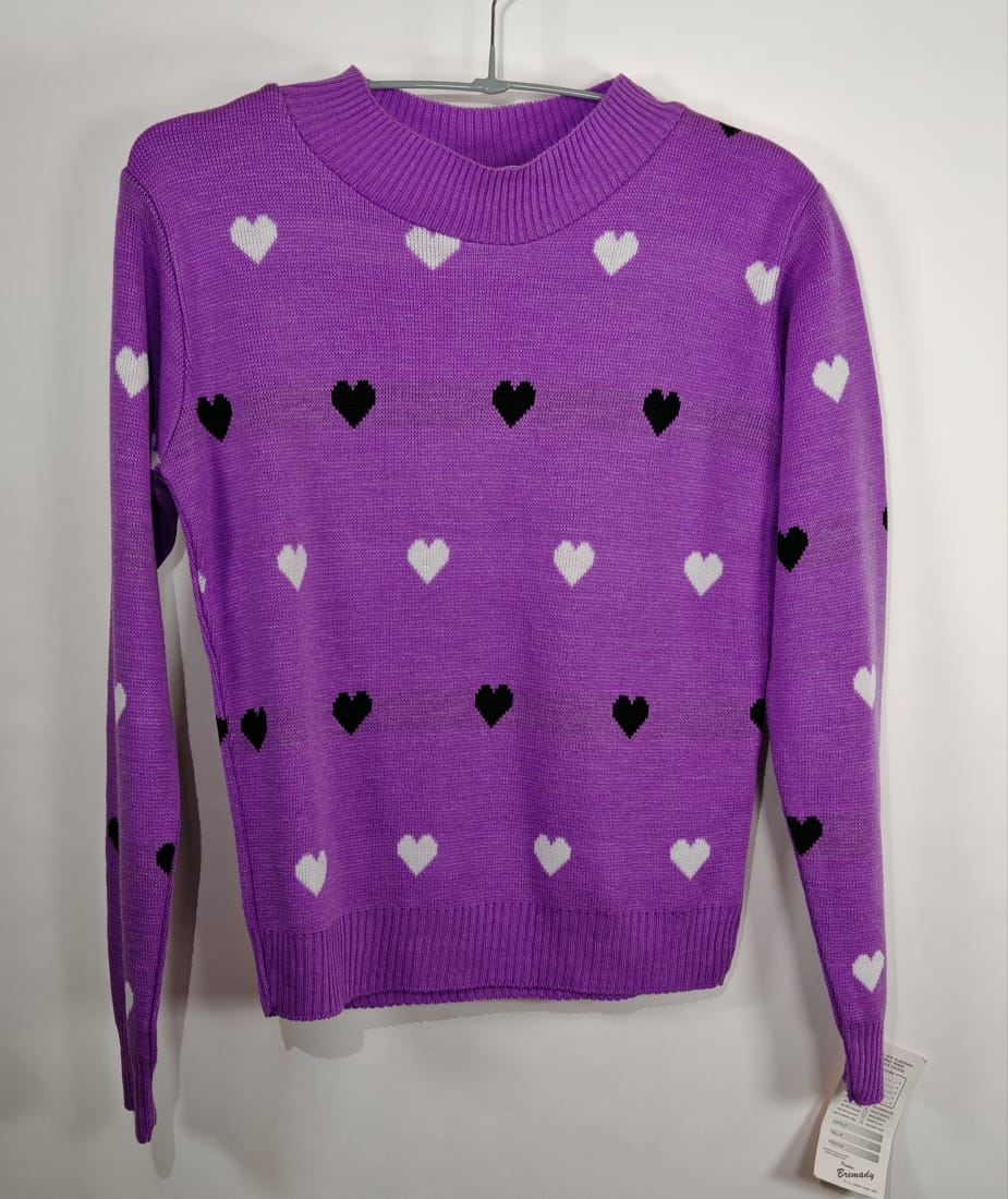 Suéter Morado con Corazones – Brenady, Talla M
