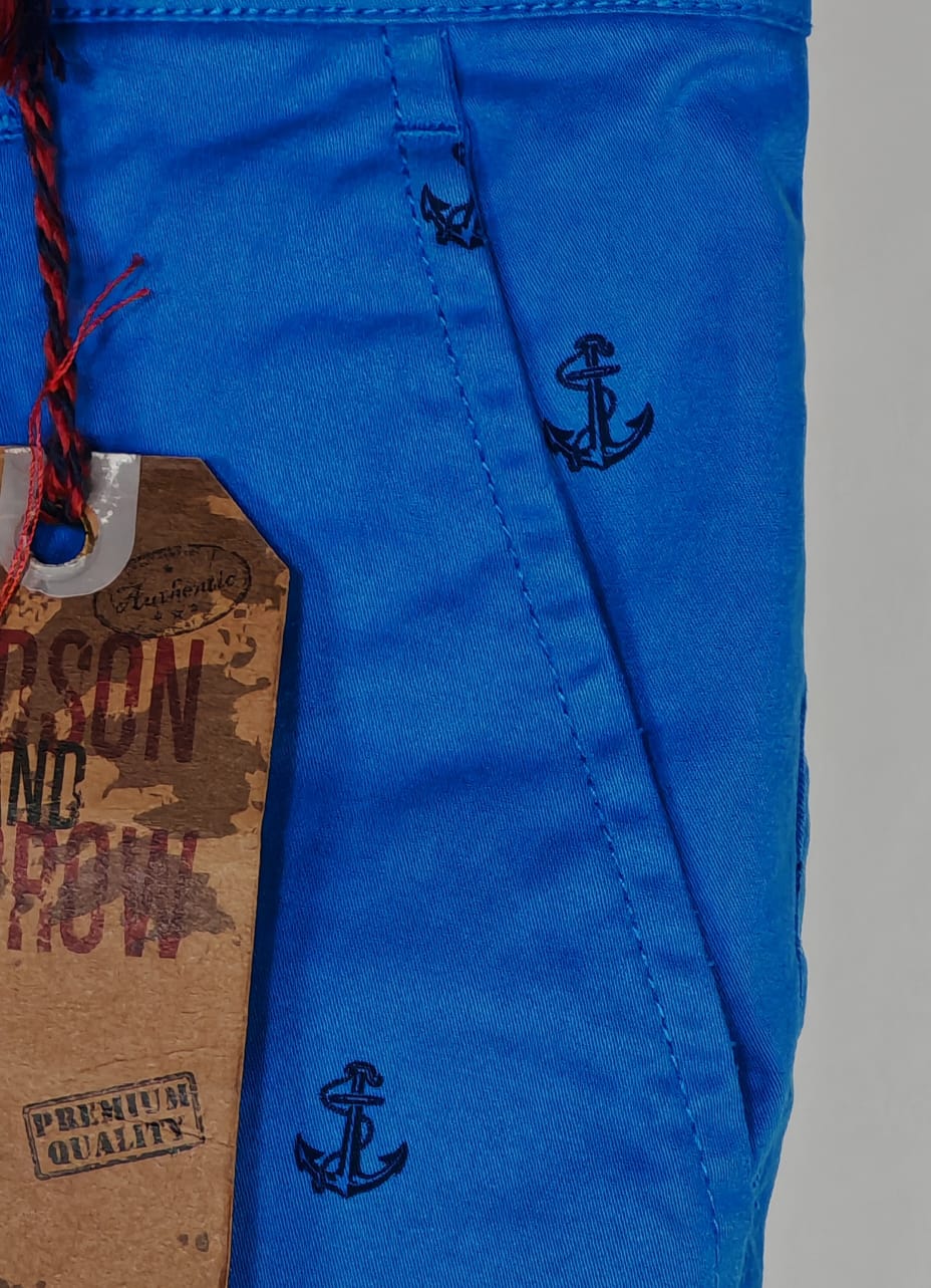 Bermuda Hudson & Barrow Azul Claro con Anclas – Talla 32 para hombre