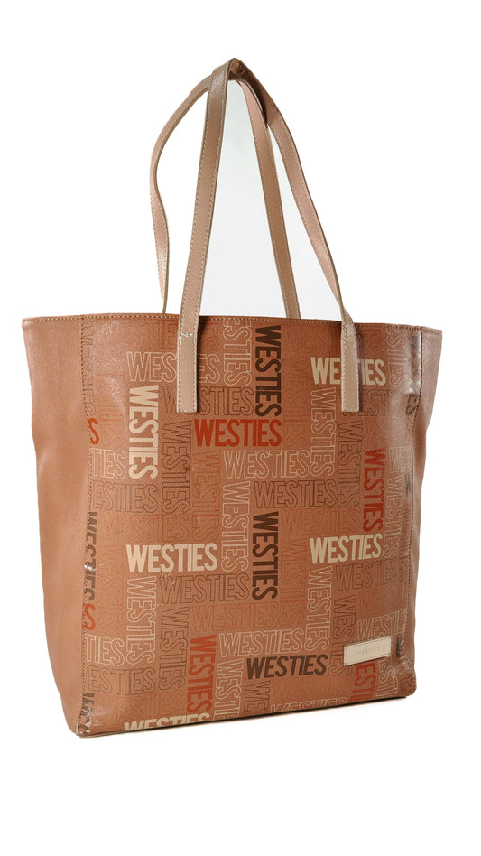 Bolso Tote Westies Café con Letras – Espacioso, Moderno y Versátil