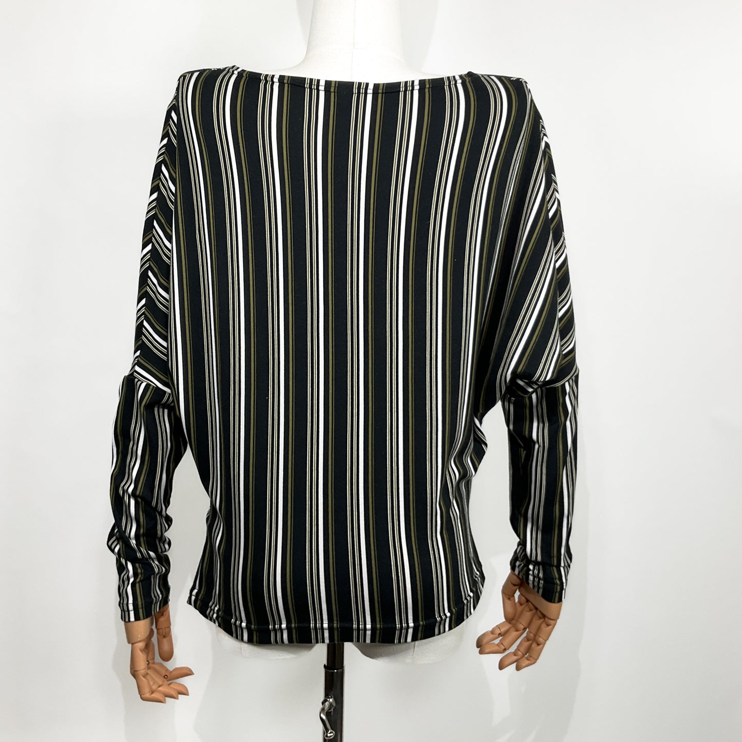 Blusa de Rayas Multicolor con Cuello Drapeado – Talla S
