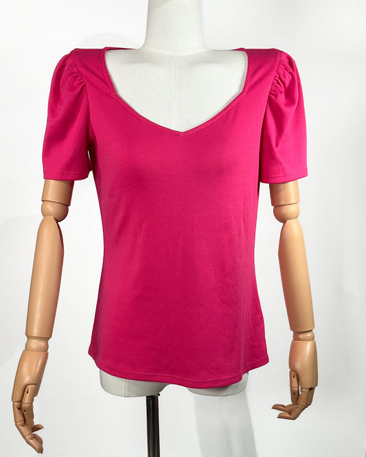 Blusa Rosa con Escote en V – Julio – Talla G