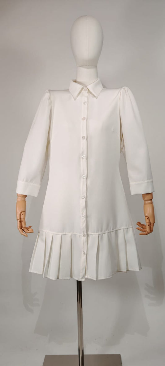 Vestido Blanco Jusylu – Elegancia Minimalista con Toque Romántico