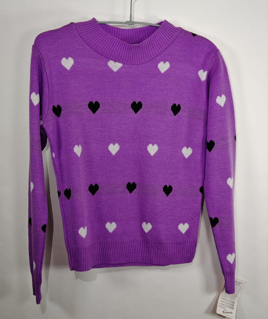 Suéter Morado con Corazones – Brenady, Talla M