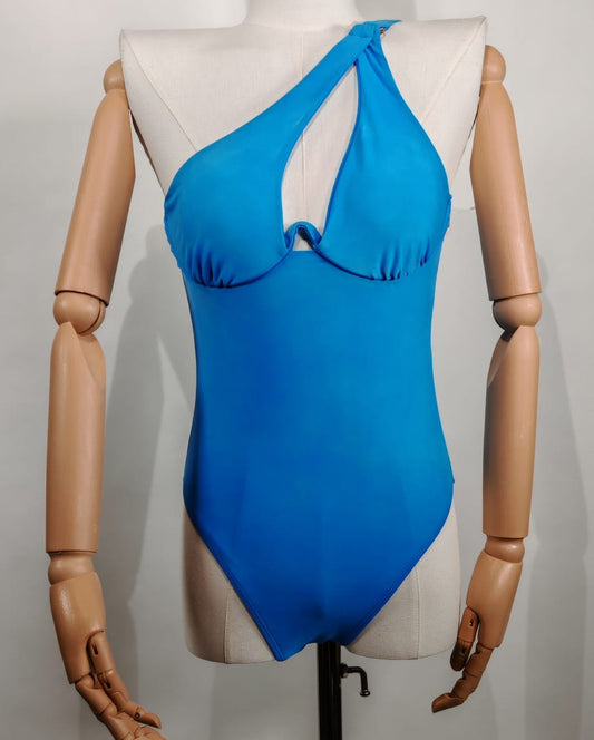 Traje de baño azul claro – Corte asimétrico, Talla M