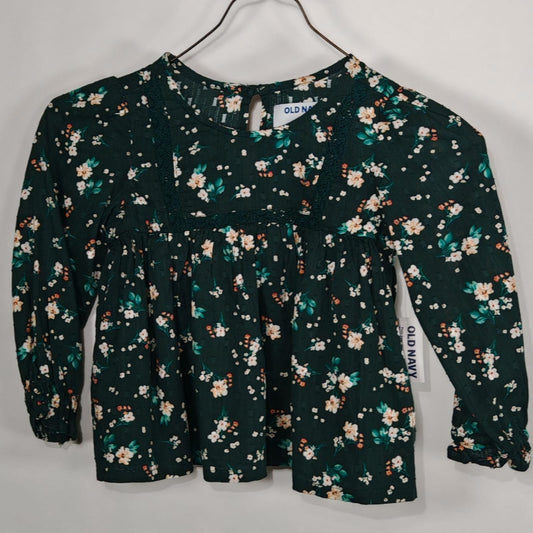 Blusa Old Navy Kids Verde con Estampado Floral – Talla 3T