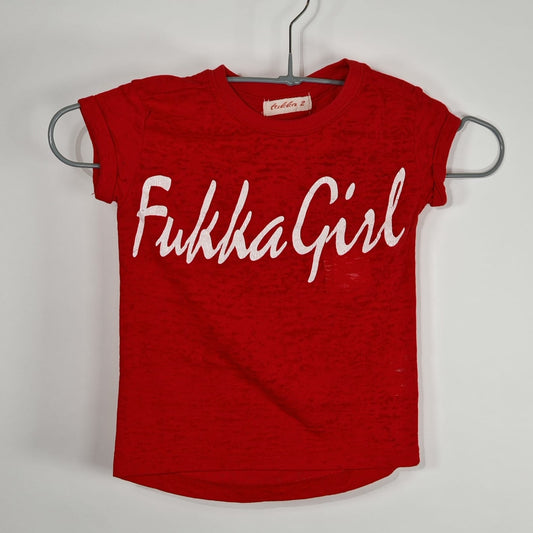 T-shirt FK Girl Roja con Letras Blancas – Talla 2T Niña